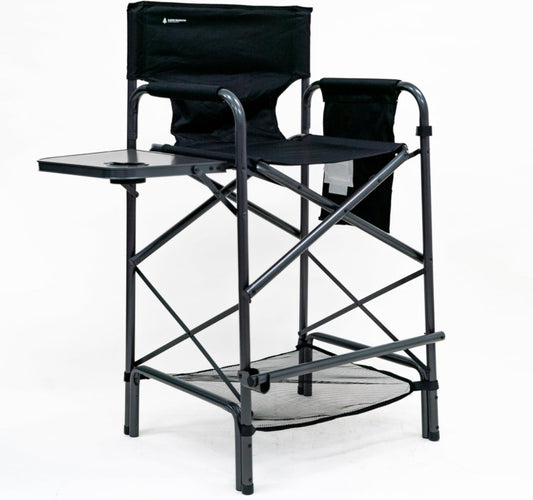Earth Products Executive VIP Tall Directors Chair with Folding Side Table, Foldable, Zippered Carry Bag, 31" Seat Height, Lightweight, 375LBS Max Load - Selzalot