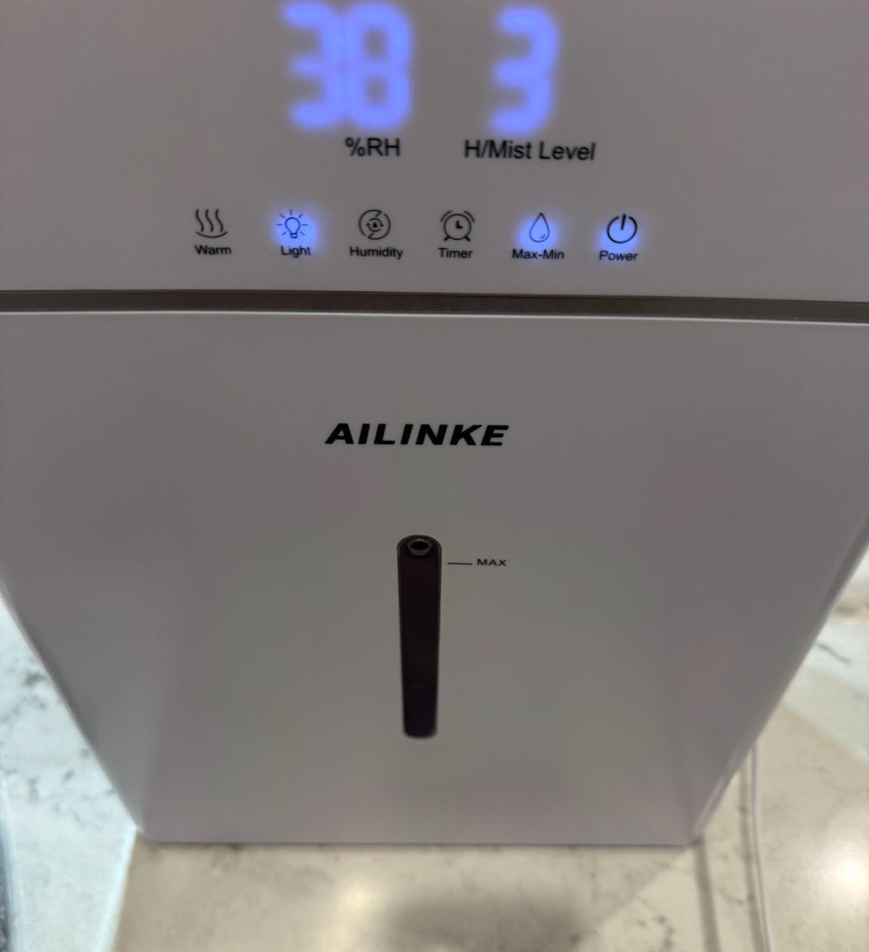 Open Box Humidifiers for Bedroom Large Room, AILINKE Cool and Warm Mist Humidifier 10L/2.64Gal, 12H Timer, 3 Speed, Top Fill, Simulated Flame