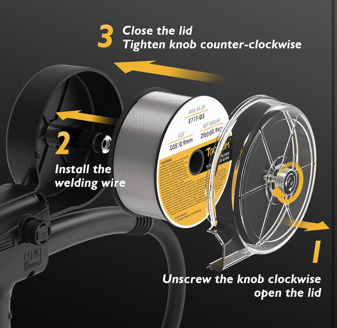 TOOLIOM Spool Gun 150A Aluminum MIG Welding Euro Connection for TOOLIOM TL-200M&TL-250M