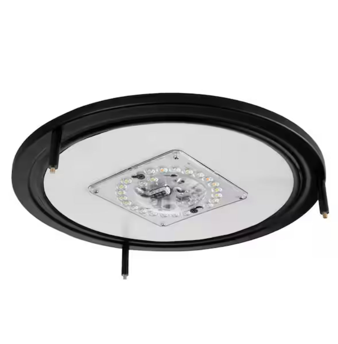 Hampton Bay Flaxmere 12 in. Matte Black Dimmable Integrated LED Flush Mount Ceiling Light with Frosted White Glass Shade