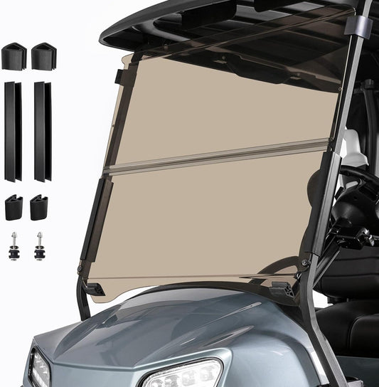 Golf Cart Foldable Windshield 3/16" (5MM) Thicken Only Fits 2004-Up Club Car Precedent with 1"x1" Strut Rail Front Folding Acrylic Windshield Replacem - Selzalot