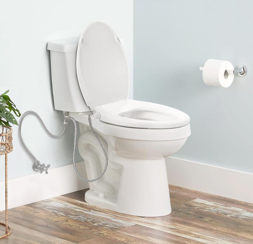 Open Box Elongated Bidet Toilet Seat with Quiet-Close, Non-Electric Bidet Toilet Seat with Self Cleaning Dual Nozzles