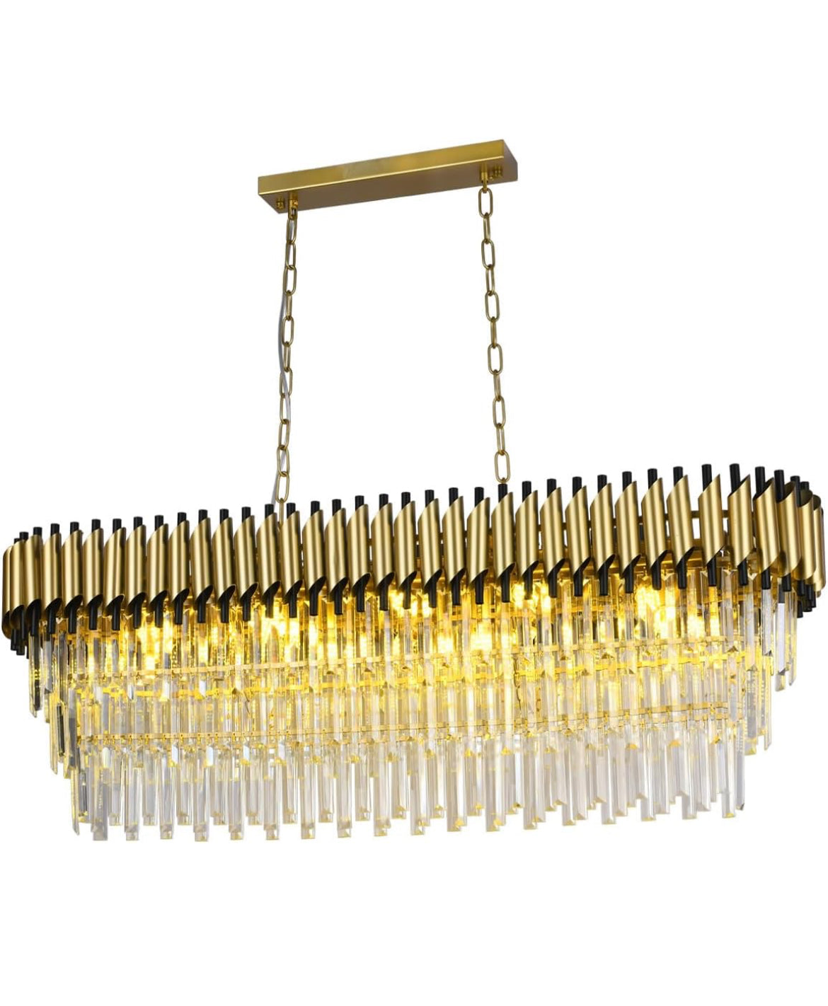 Vimatto Luxury Crystal Chandeliers Lighting for Dinning Room 13 Lights L48 Gold Contemporary Crystal Pendant Ceiling Light Fixture Crystal Lights for Living Room Kitchen (Gold L48in, 13 Lights) - Selzalot