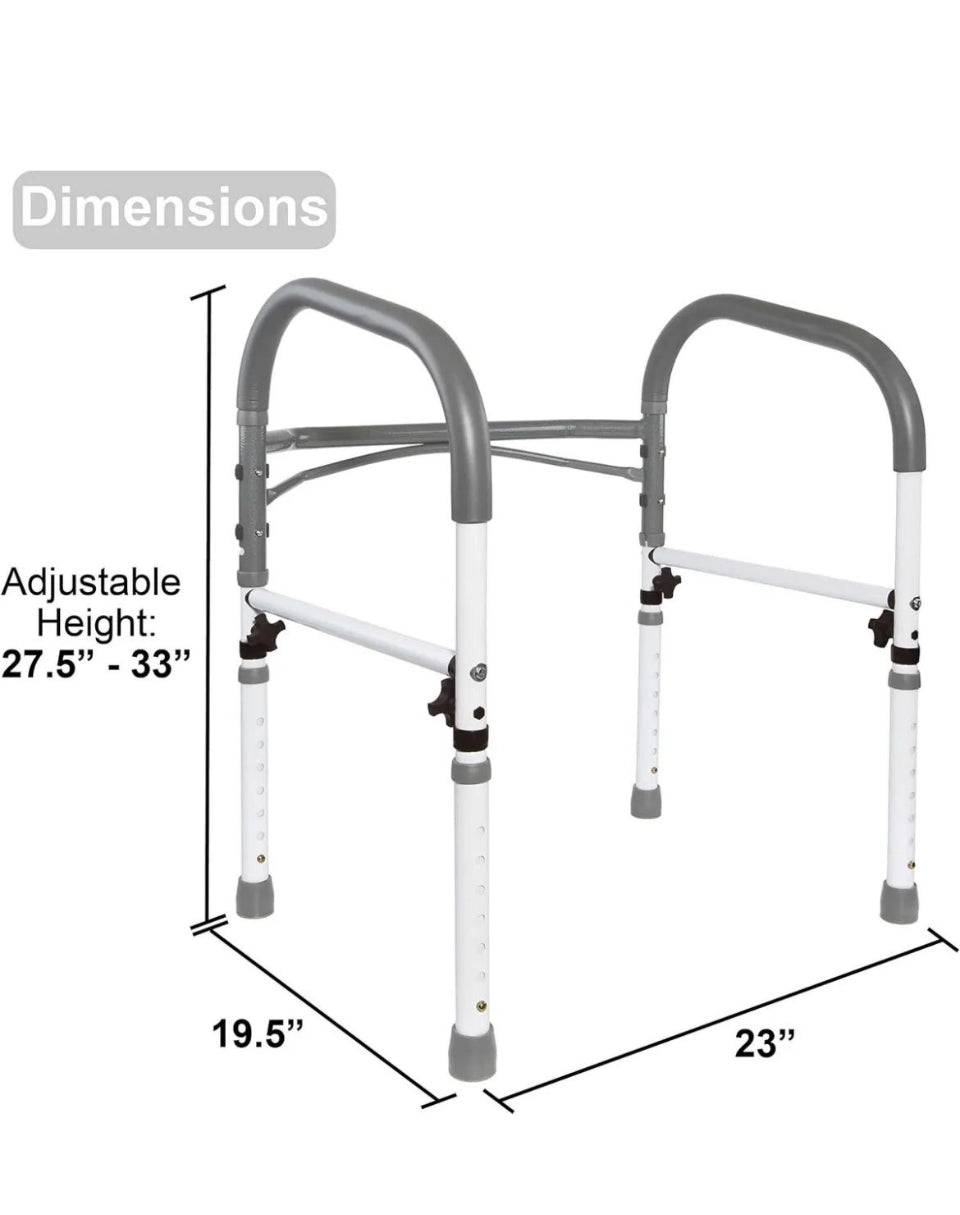 Vaunn Deluxe Folding Safety Toilet Rail, Adjustable and Foldable Toilet Safety Frame, Bathroom Handrail Assist Grab Bar Handle, Gray - Selzalot