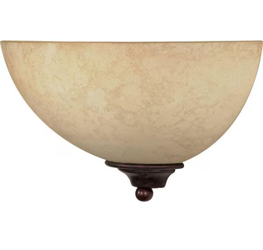 SATCO 1-Light Old Bronze Sconce with Tuscan Suede Glass Shade