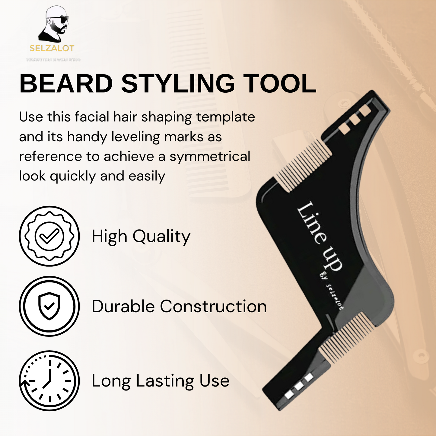 Black Beard Shaper for Men Beard Lineup Tool for Grooming Beard Guide Shaping Tool for Straight & Curve Cut Barber Tools Goatee Shaper Beard Template for Men to Style Facial Hair