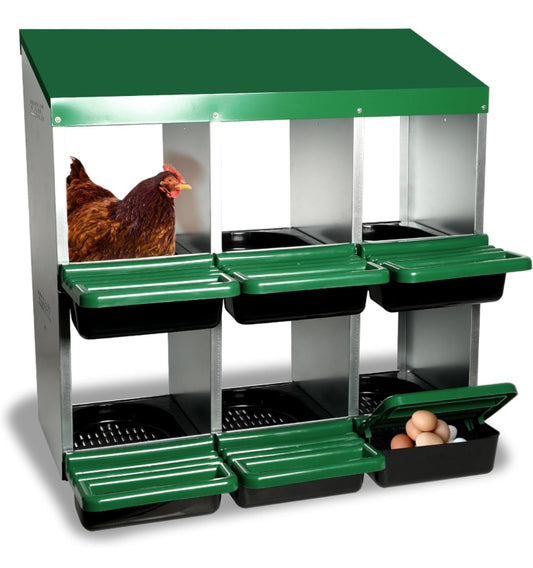 Eggluuz Nesting Boxes for Chickens, 6 Compartment Chicken Egg Laying Nest Box for Hens