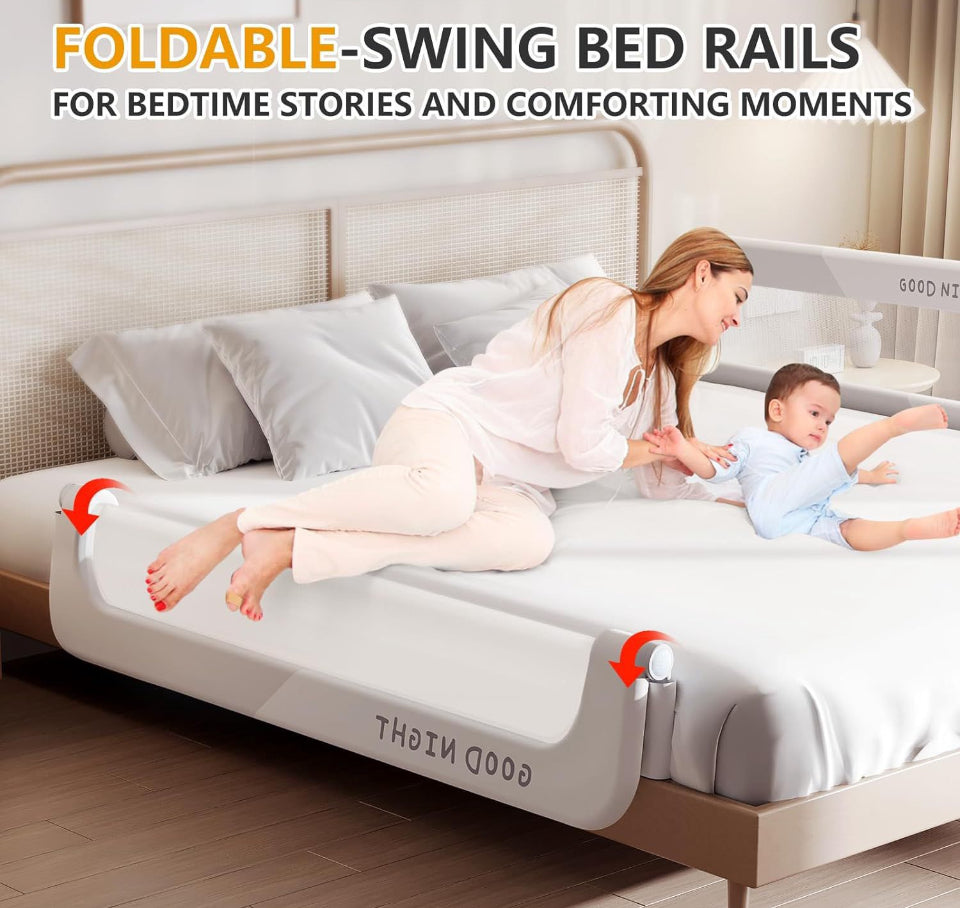 strenkitech 4.2★★★ ★★ Foldable Toddler Bed Rails - Kids Guard Bumper for Crib Safe Bed Side Rail for Twin Queen King Full Size Beds (59inch) - Selzalot