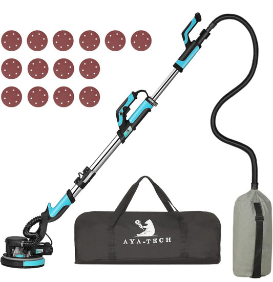 AYA-TECH Drywall Sander, Pole Electric Drywall Sander with Vacuum, 750W 6.5A Popcorn Ceiling Removal Tool Machine 7 Variable Speed Patented Fixture fo