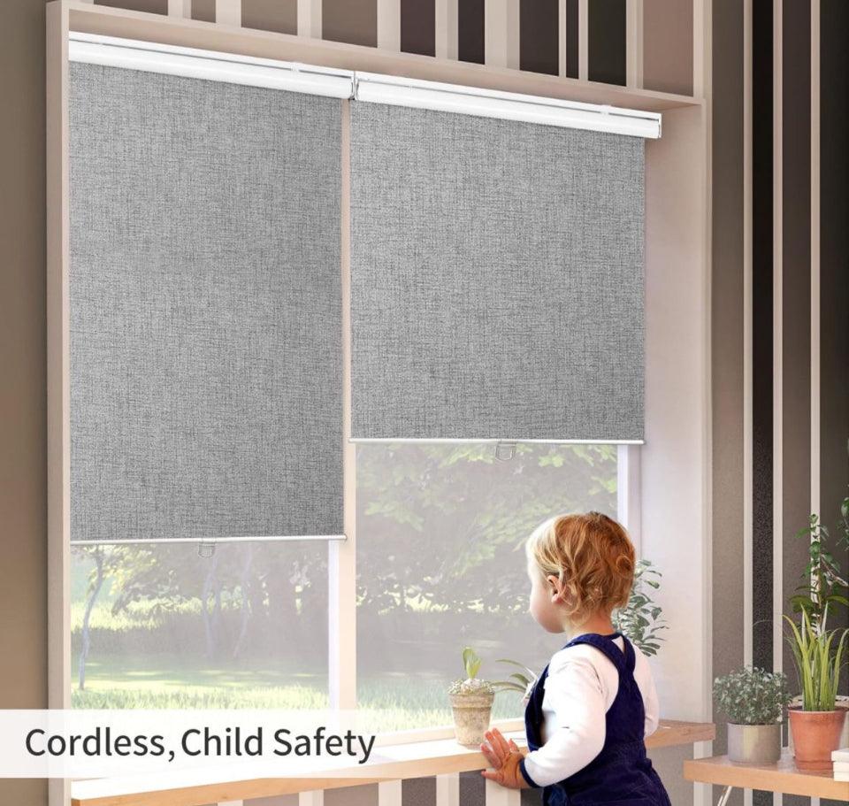 GENIMO 100% Blackout Roller Window Shades, Window Blinds Cordless with Thermal Insulated, UV Protection Fabric, Mini French Door Blinds for Home, Office - Selzalot