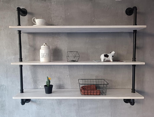 HDDFER Floating Bookshelf Shelves Industrial Pipe Shelving Pipe Shelves Rustic White Wall Shelves 36 Inch Farmhouse Book Shelves for Kitchen Bar,Bathr