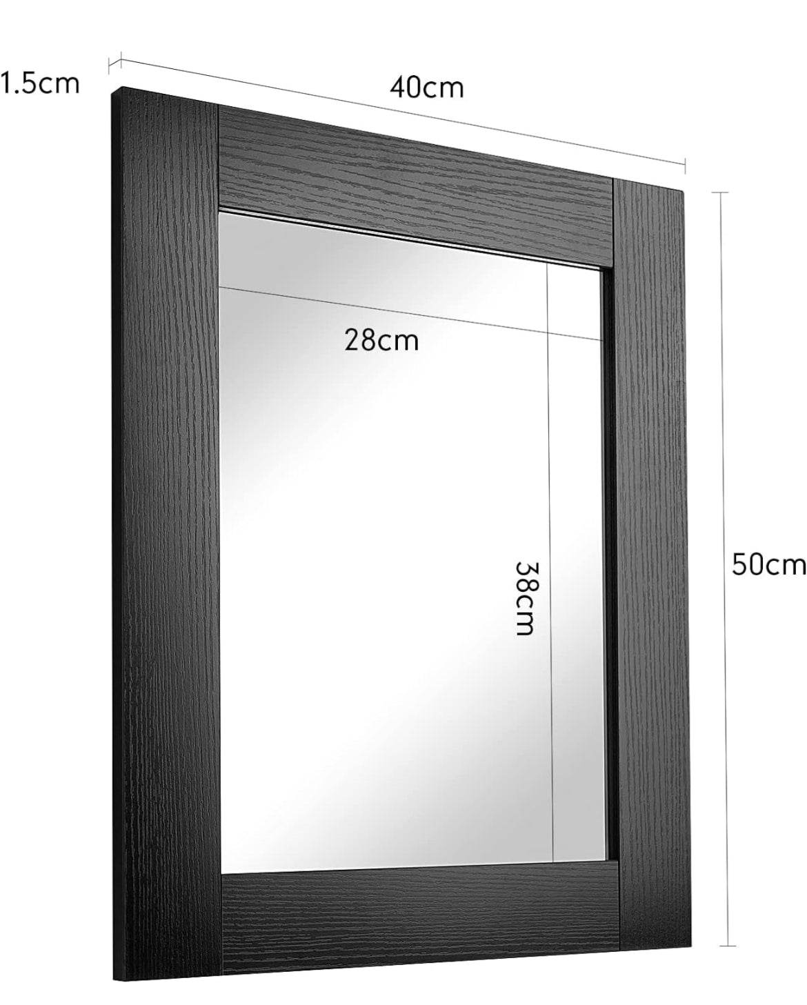 Vinext Black Rectangular Wall Mirror 17" x 20" for Bathroom, Bedroom - Selzalot