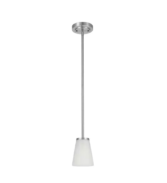 Hampton Bay Helena 4.7 in 1-Light Brushed Nickel Mini Pendant with Frosted Glass Shades