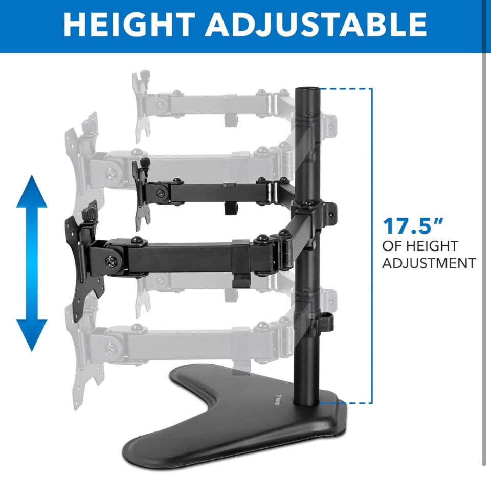 Mount-It! Dual Monitor Stand for Desk - Double Monitor Mount for 2 Screens up to 32 Inch and 17 Lbs - Free-Standing Base Swivel, Tilt, Rotates 360 Adj