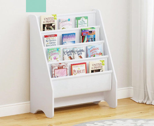 UTEX Kids Sling Bookshelf, Magazine/Book Rack,Book Organizer (White) - Selzalot