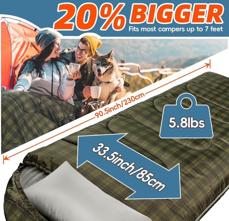 MEREZA Sleeping Bag for Adults Mens Kids with Pillor Sleeping Bag for All Season Camping Hiking Backpack 4 Seasons Sleeping Bags for Cold Weather - Selzalot