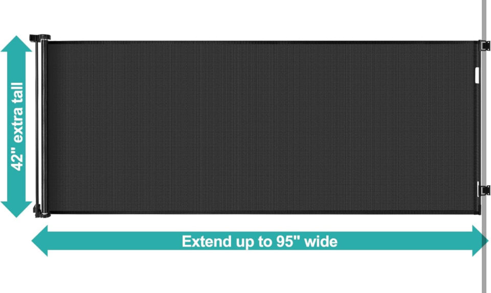 BETERTEK 42" Tall X 95" Wide Extra Tall Pet Gates for Doorways Extra Tall Dog Gates for Doorway Retractable Baby Gates Extra Wide Baby Gate for Large Openings Retractable Dog Gate for The House Extra Wide Gate