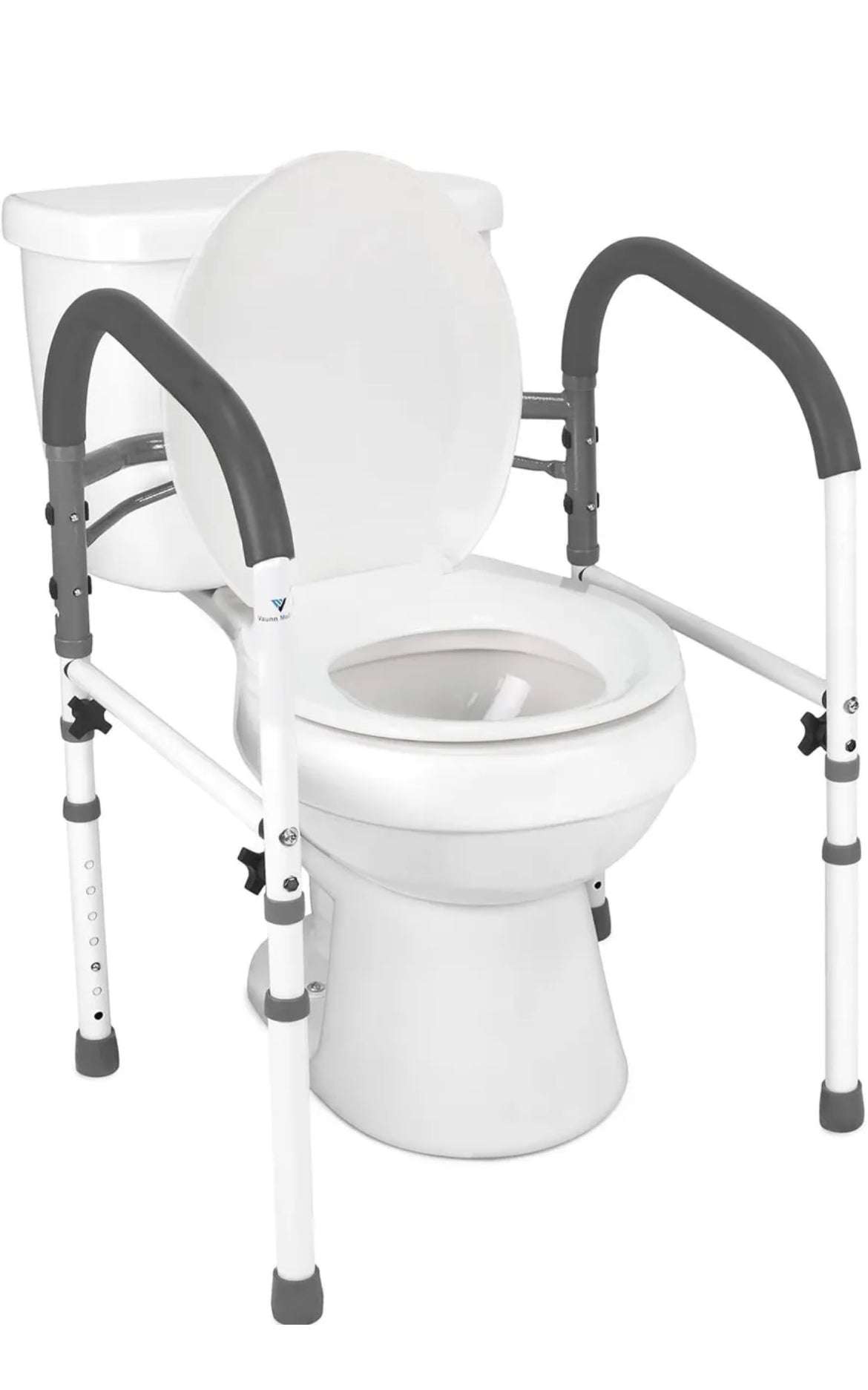 Vaunn Deluxe Folding Safety Toilet Rail, Adjustable Toilet Safety Frame, Gray - Selzalot