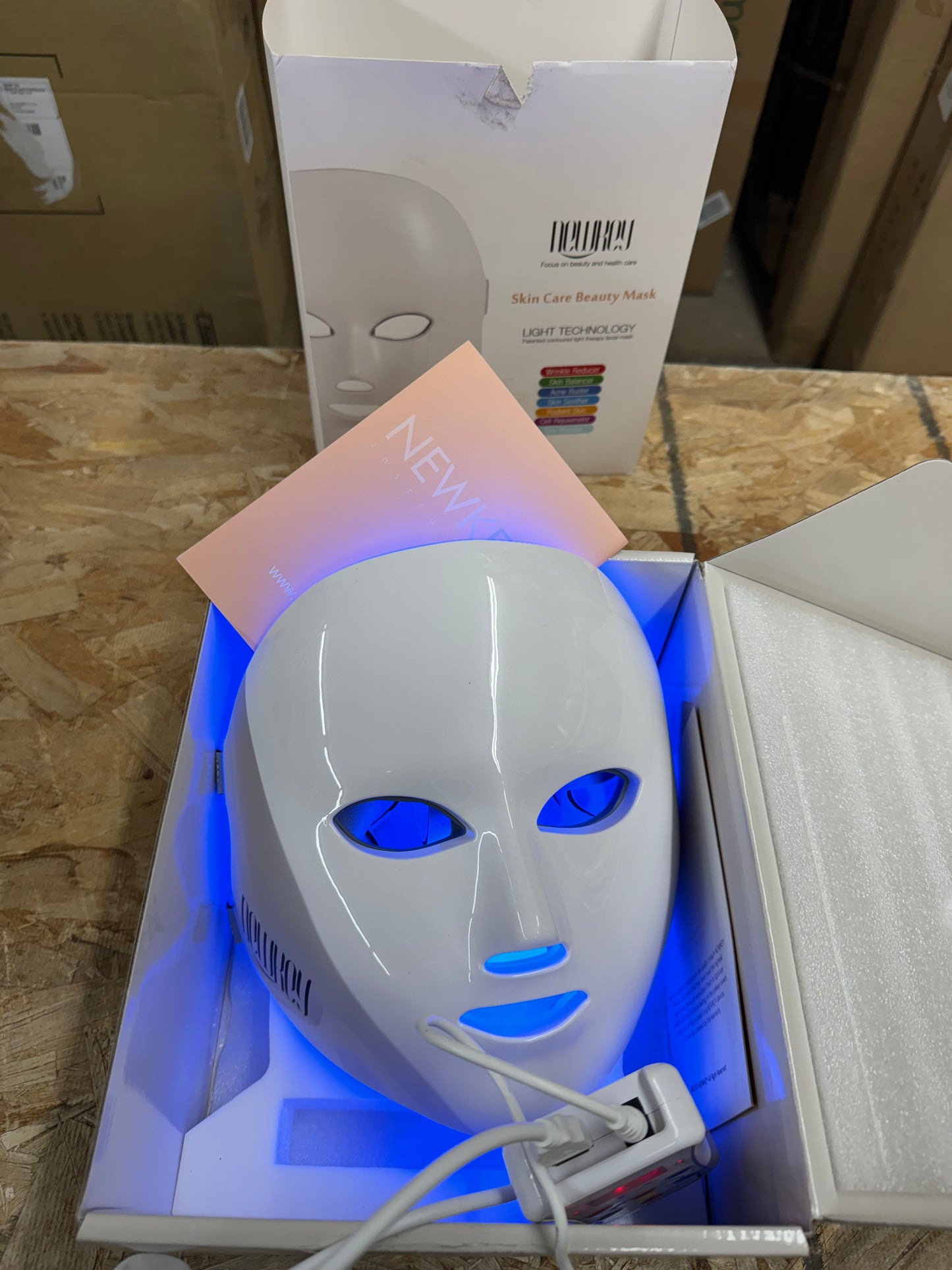 NEWKEY Blue Light Therapy for Acne, 7 Colors LED Face Mask Light Therapy, Blue Red Light Therapy Mask for Wrinkle Acne - Photon Skin Care Beauty Masks