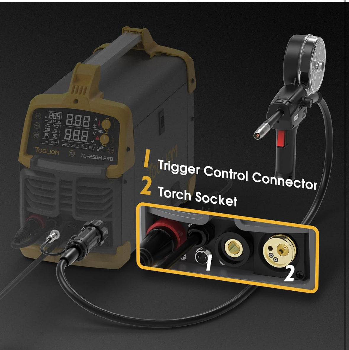 TOOLIOM Spool Gun 150A Aluminum MIG Welding Euro Connection for TOOLIOM TL-200M&TL-250M