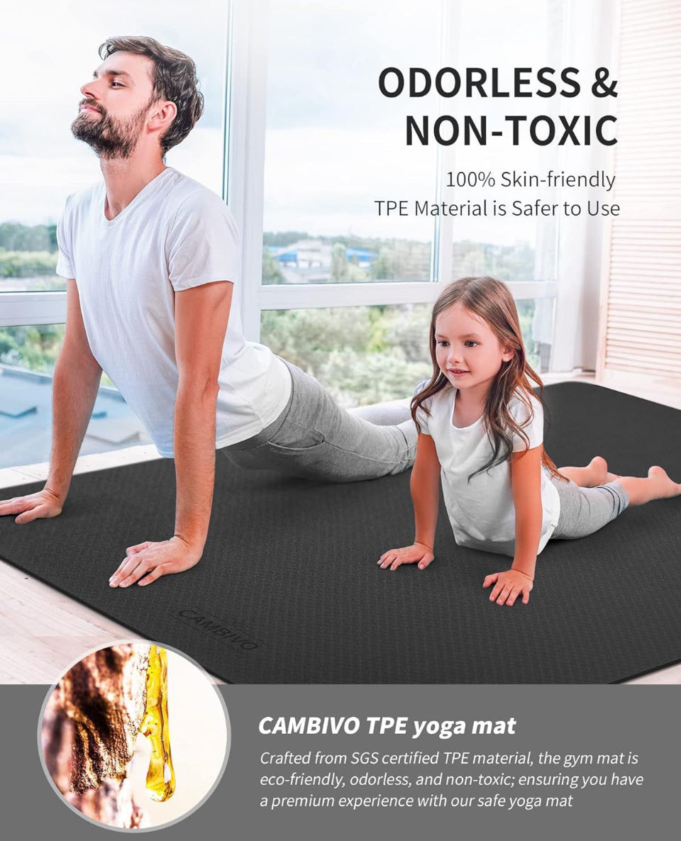 CAMBIVO Extra Large Yoga Mat (6'x 4'), Extra Wide Workout Mat for Men and Women, Yoga Mat Thick 1/3 &1/4 Exercise Mats for Home Workout, Yoga, Pilates - Selzalot