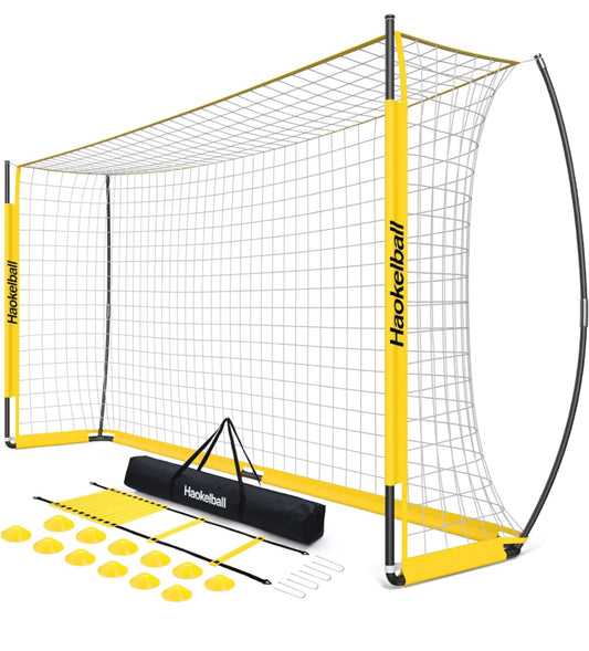 Haokelball Portable Soccer Goal Net for Teens Adults 12x6 FT Soccer Goals for Backyard Quick Setup Soccer Net with Upgraded Goal Posts, Agility Ladder