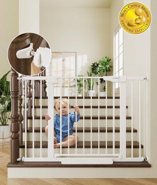 Open Box Cumber 29.7-46" Baby Gate for Stairs, Mom's Choice Awards Winner-Auto Close Dog Gate for the House, Easy Install Pressure Mounted Pet Gates f