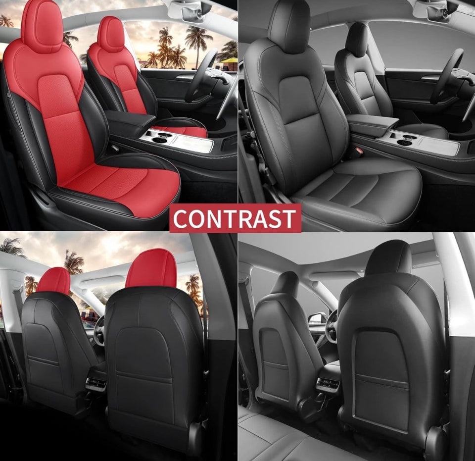 Open Box Meekoomay Seat Cover for Tesla Model Y Red and Black Tesla Car Seat Cover 12PCS