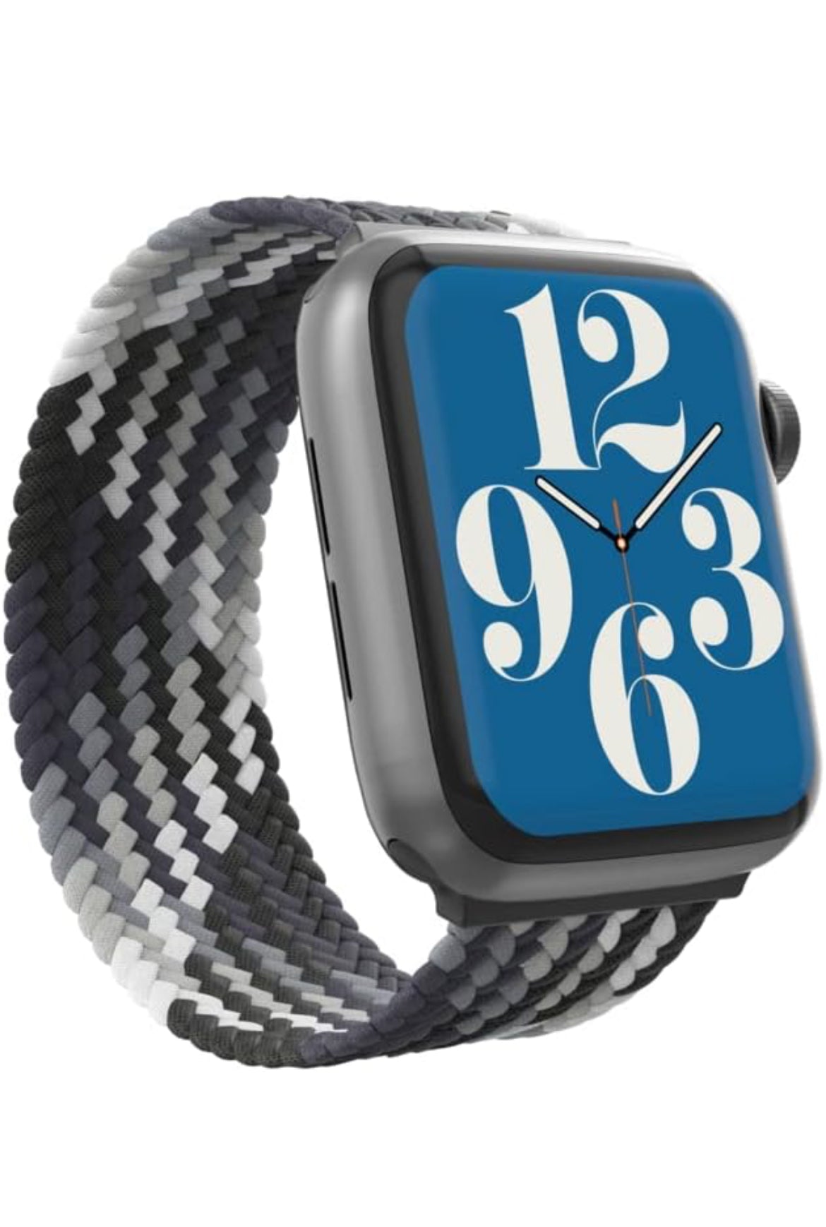 ZAGG Gear4 Braided Stretchy Solo Loop Band – LG – Storm - Compatible with Apple Watch 42mm 44mm 45mm, Elastic Strap Wristbands for iWatch Series 7/6/SE/5/4/3/2/1, Large (705009501) - Selzalot