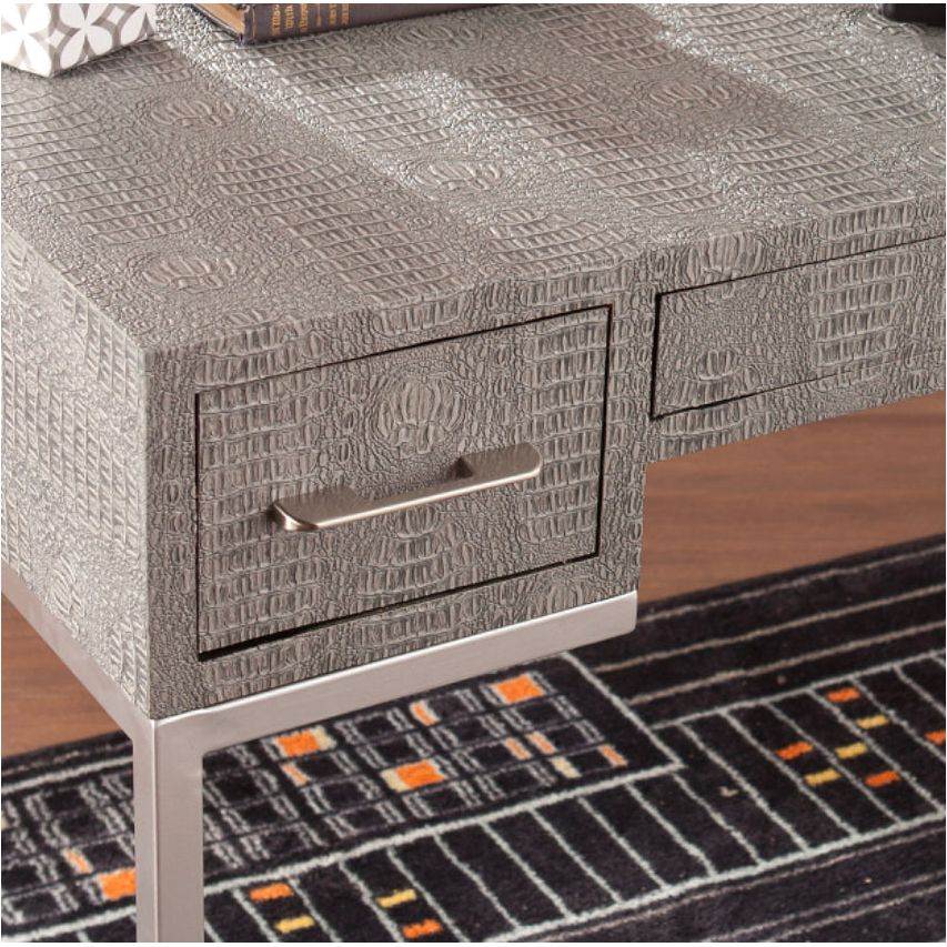 Southern Enterprises Carabelle Reptile 43"W Writing Desk, Black/Gray/Silver - Selzalot