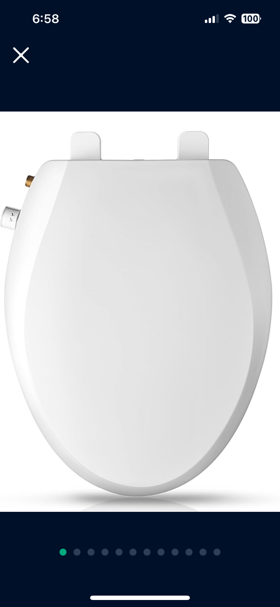 Open Box Elongated Bidet Toilet Seat with Quiet-Close, White, Non-Electric, Self-Cleaning Dual Nozzles.