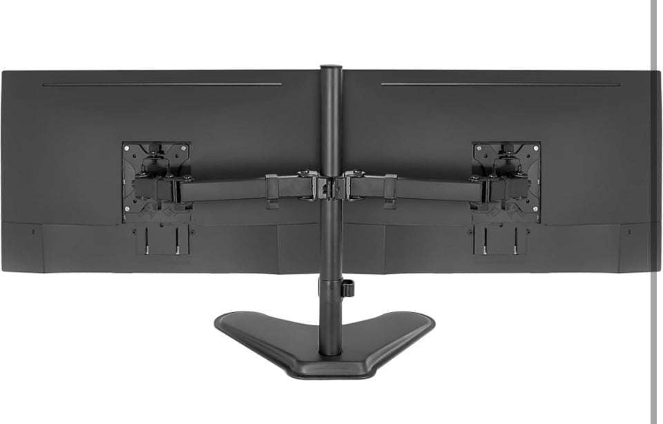 Mount-It! Dual Monitor Stand for Desk - Double Monitor Mount for 2 Screens up to 32 Inch and 17 Lbs - Free-Standing Base Swivel, Tilt, Rotates 360 Adj