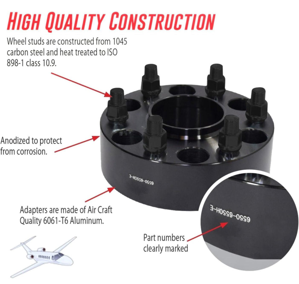 Coyote Accessories - Black Anodized 6061-Billet Aluminum Wheel Adapter Set Of 2 - Selzalot