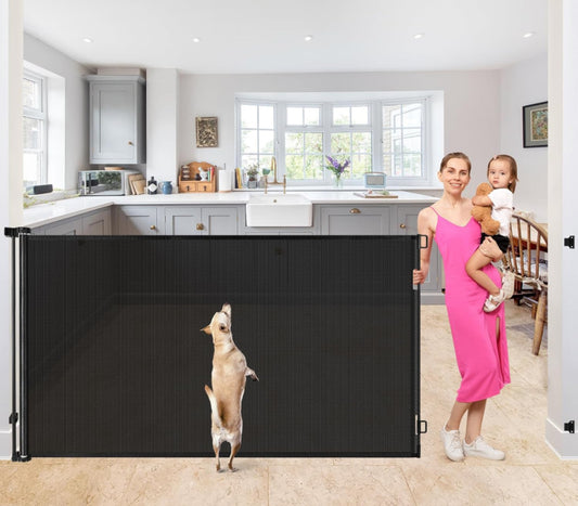 BETERTEK 42" Tall X 95" Wide Extra Tall Pet Gates for Doorways Extra Tall Dog Gates for Doorway Retractable Baby Gates Extra Wide Baby Gate for Large Openings Retractable Dog Gate for The House Extra Wide Gate