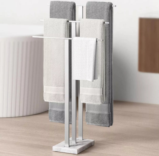 KES Standing Towel Rack 3-Tier with Heavy Marble Base, Free Standing Towel Racks for Bathroom Floor, SUS304 Stainless Steel Brushed Finish, BTH21753-2