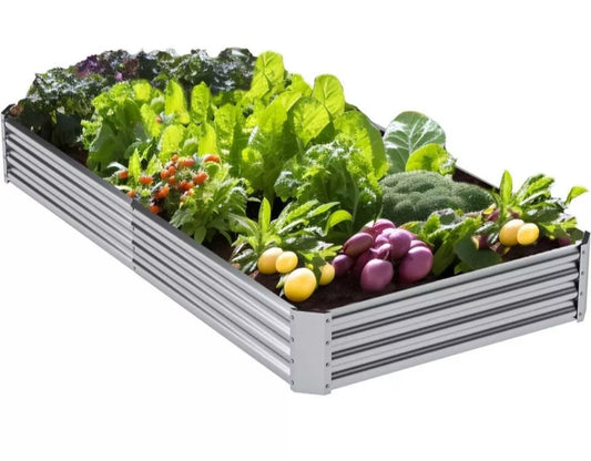 Galvanized Raised Garden Bed 8x4x1ft,Raised Planter Box Outdoor for Vegetables Flowers,Metal Raised Garden Bed for Fruits Herbs,Large Planter Raised Bed - Selzalot