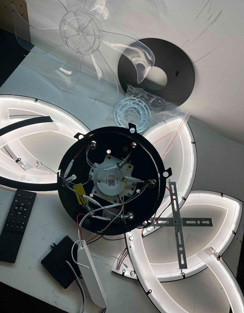 CODELUZ Ceiling Fan with Lights Remote Control, 31" Low Profile Modern Flower Shape Bladeless Ceiling Fan, 3 Colors 6 Speeds Flush Mount Smart Ceiling - Selzalot