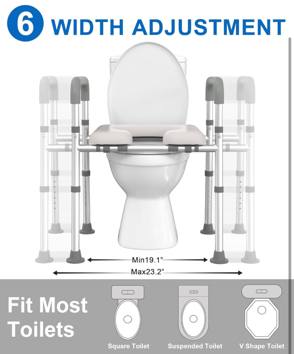 HOMLAND Raised Toilet Seat with Handles, Toilet Seat Riser for Seniors with Adjustable Height & Width, FSA/HSA Eligible 400lb Handicap Elevated Toilet