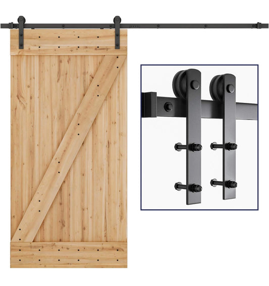 SMARTSTANDARD 8ft barn door hardware kit with heavy-duty carbon steel track and smooth nylon rollers.