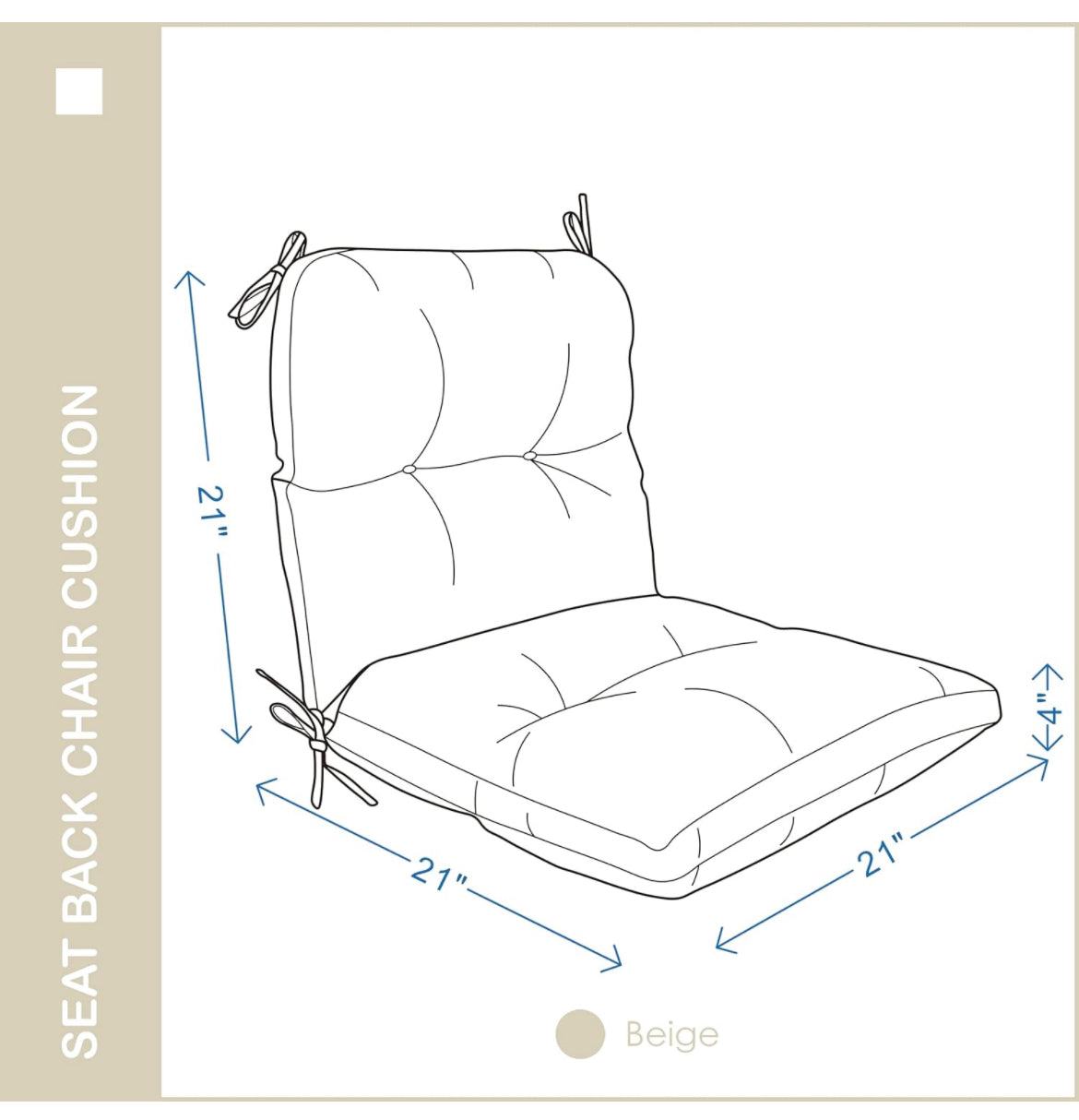 YOOZEKU Outdoor/Indoor High Back Chair Cushion,Waterproof All-Weather - Selzalot