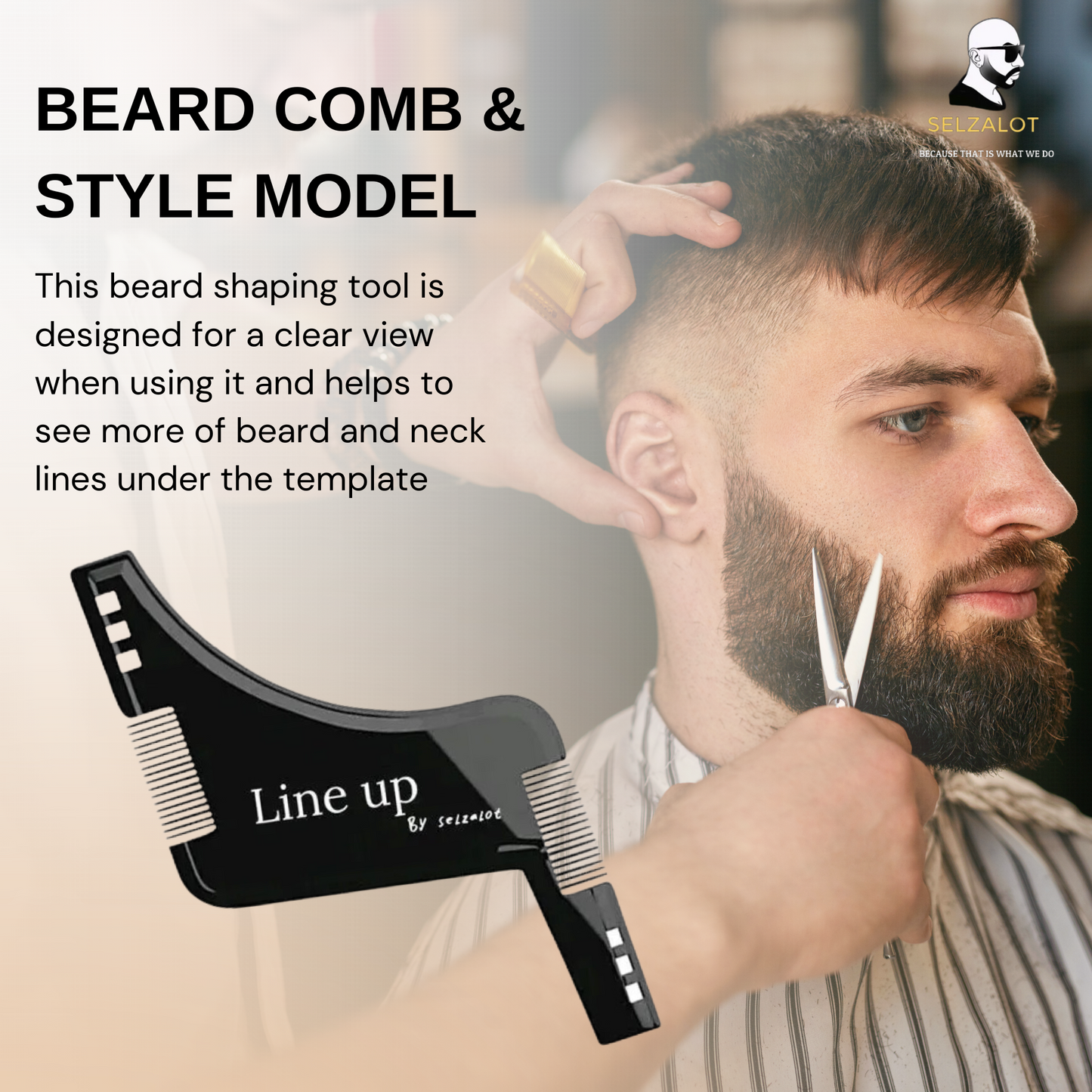 Black Beard Shaper for Men Beard Lineup Tool for Grooming Beard Guide Shaping Tool for Straight & Curve Cut Barber Tools Goatee Shaper Beard Template for Men to Style Facial Hair