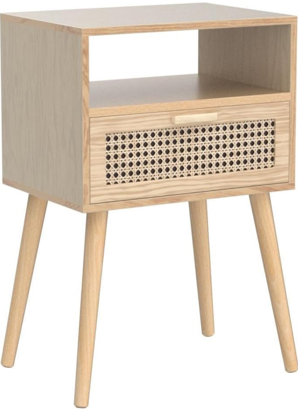 MaxSmeo Modern Nightstand Rattan Side End Table with Storage, for Living Room, Bedroom and Small Spaces, Accent Bedside Farmhouse Tables with Solid Wood - Selzalot