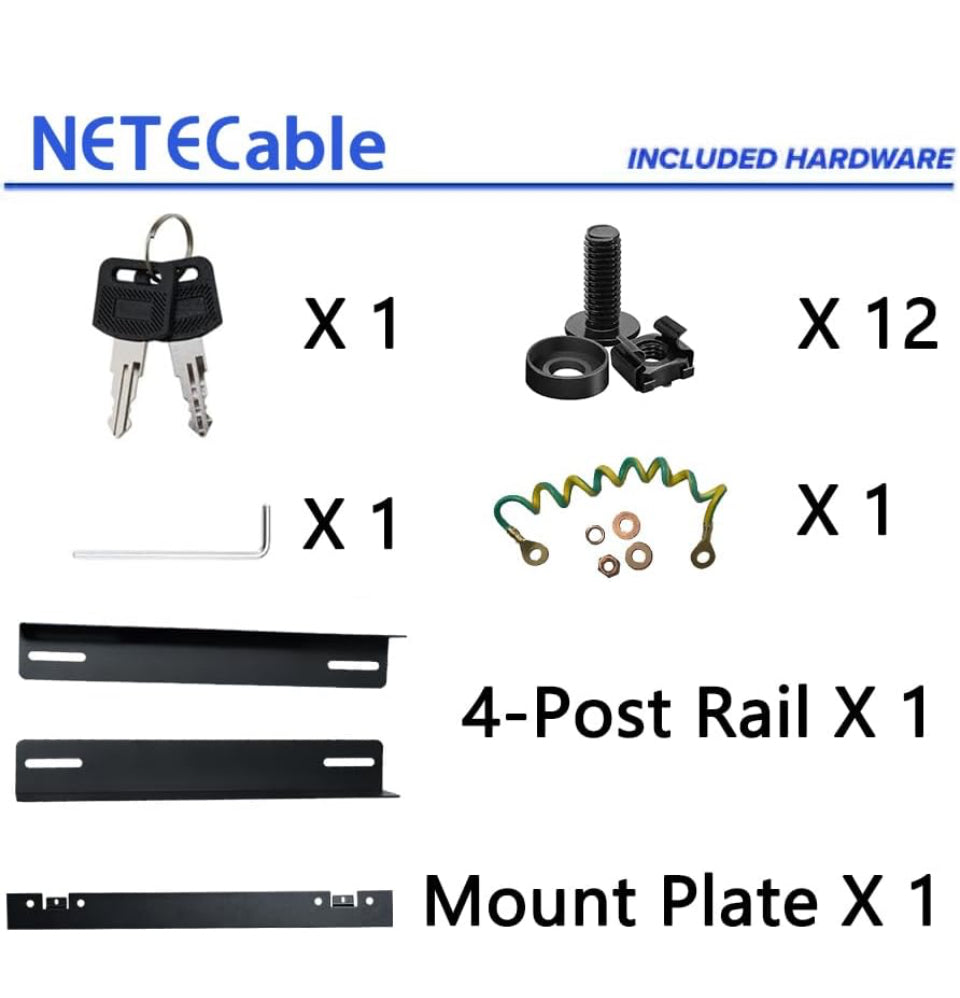 NETECABLE 12U Wall Mount Server Cabinet Network Rack Vented Enclosure Locking Door
