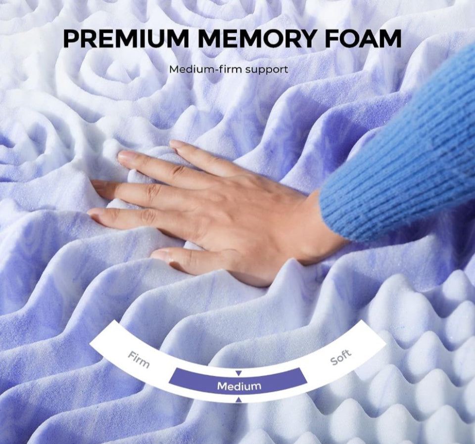 Dreamsmith 3 Inch 7-Zone Queen Memory Foam Mattress Topper, Cooling Gel Infused Foam Mattress Topper Queen for Back Pain, CertiPUR-US Certified Purple - Selzalot