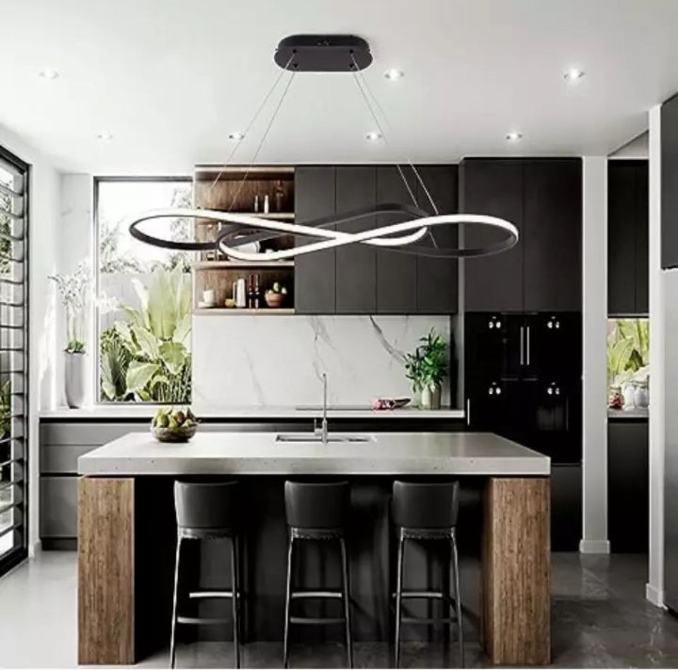 Open Box LikFLyer Led Pendant Light, Modern Chandelier,Dimmable Black Led Chandelier