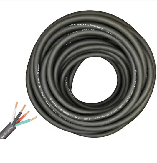 WindyNation 100 ft. 14/4 14-Gauge 4 Conductor 300-Volt Black SJOOW Cable Cord