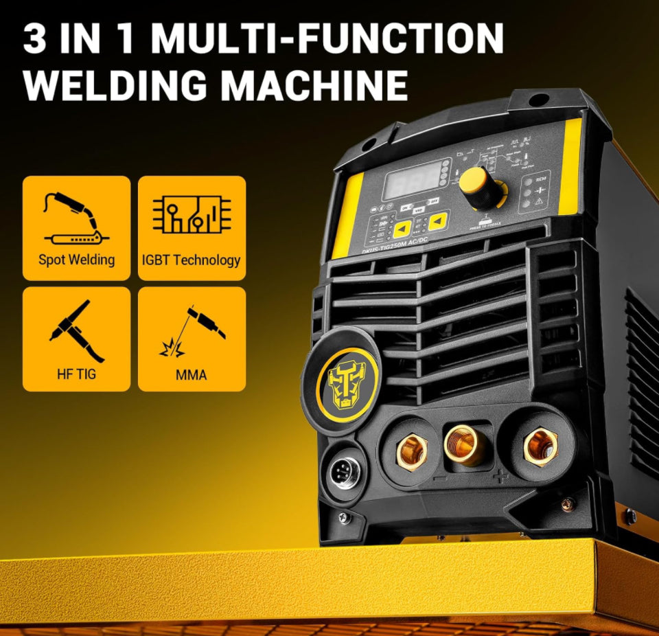DEKO AC/DC Inverter TIG/MMA Welder,250A Fully Digital Welding Machine with Foot Pedal,IGBT,VRD Function for Carbon Steel,Stainless Steel,Copper,Aluminum and Aluminum Alloys…