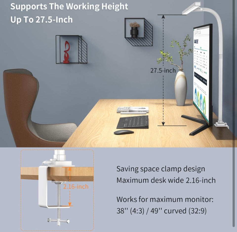 EppieBasic LED Desk Lamp, 24W Architect Clamp Task Table Lamp, Office Desk Lamp Super Bright Extra Wide Area Drafting Work Light,6 Color Modes and Ste