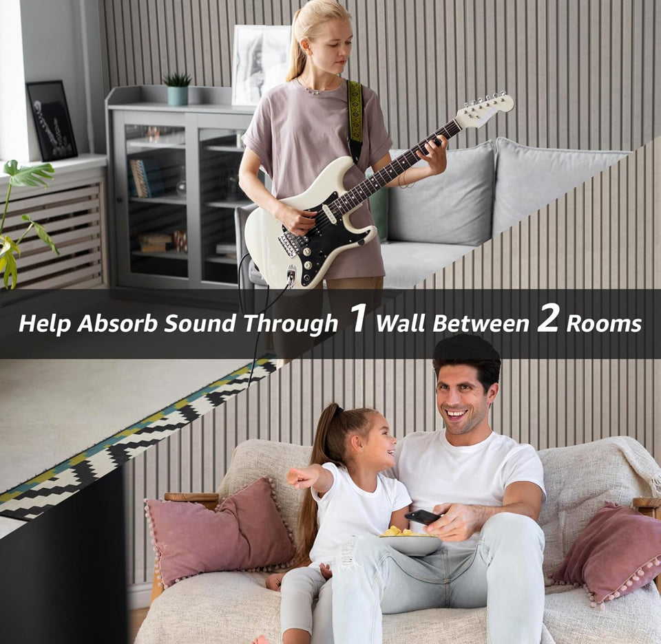 Open Box Art3dwallpanels 10 Pack Acoustic Panels, 48" X 12" X 0.35" Soundproof Wall Panels, Self Adhesive High Density Sound Absorbing Acoustic Treatm