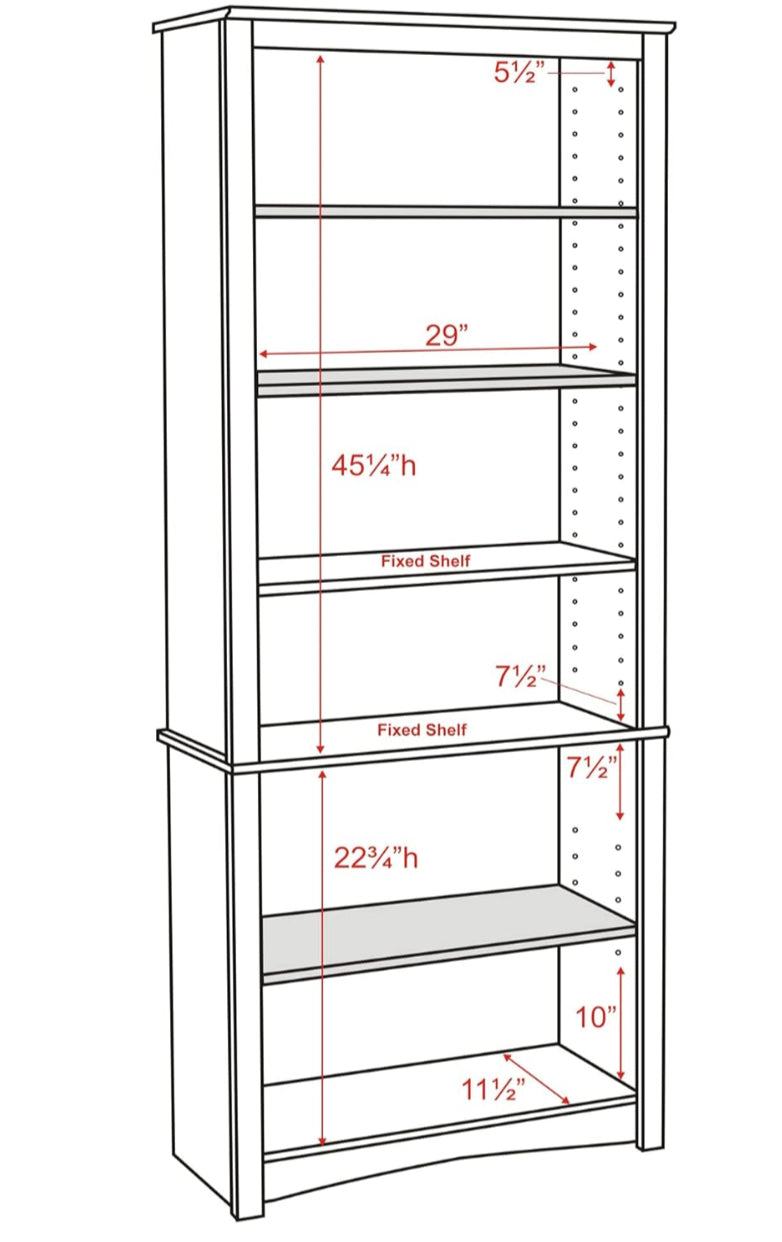 Prepac Home Office 6-Shelf Standard Bookcase, 31.5 in. W x 77 in. H x 13 in. D, White - Selzalot